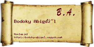 Bodoky Abigél névjegykártya